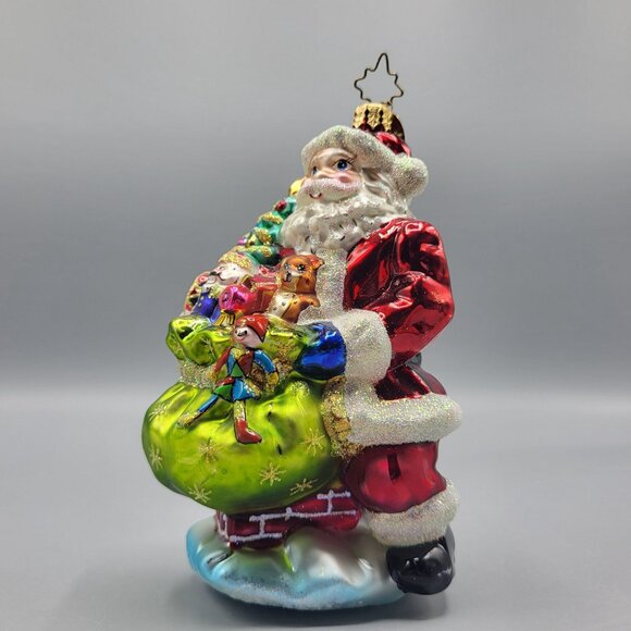 Christopher Radko Santa Claus Christmas Tree Ornament Glass Blown Chimney Scene - Picture 15 of 16